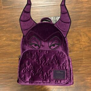 Loungefly Disney Maleficent Velvet Backpack - Deep Purple